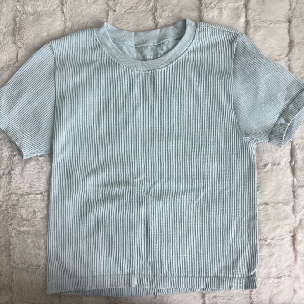 Light Blue Kids Ribbed T-Shirt